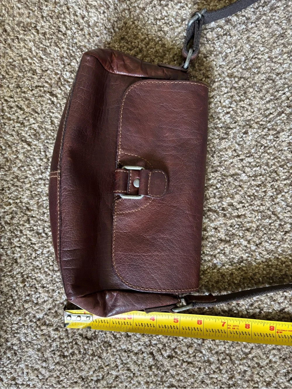 Vintage Style Jack Georges Brown Leather Crossbody Bag with Buckle